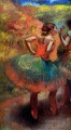 two dancers in green skirts landscape scener Edgar Degas